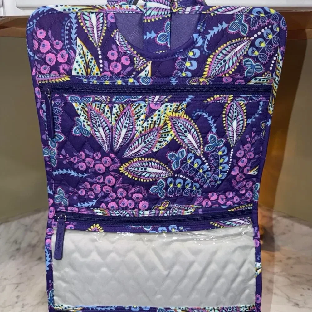 vera bradley travel purple paisley fold up bag new